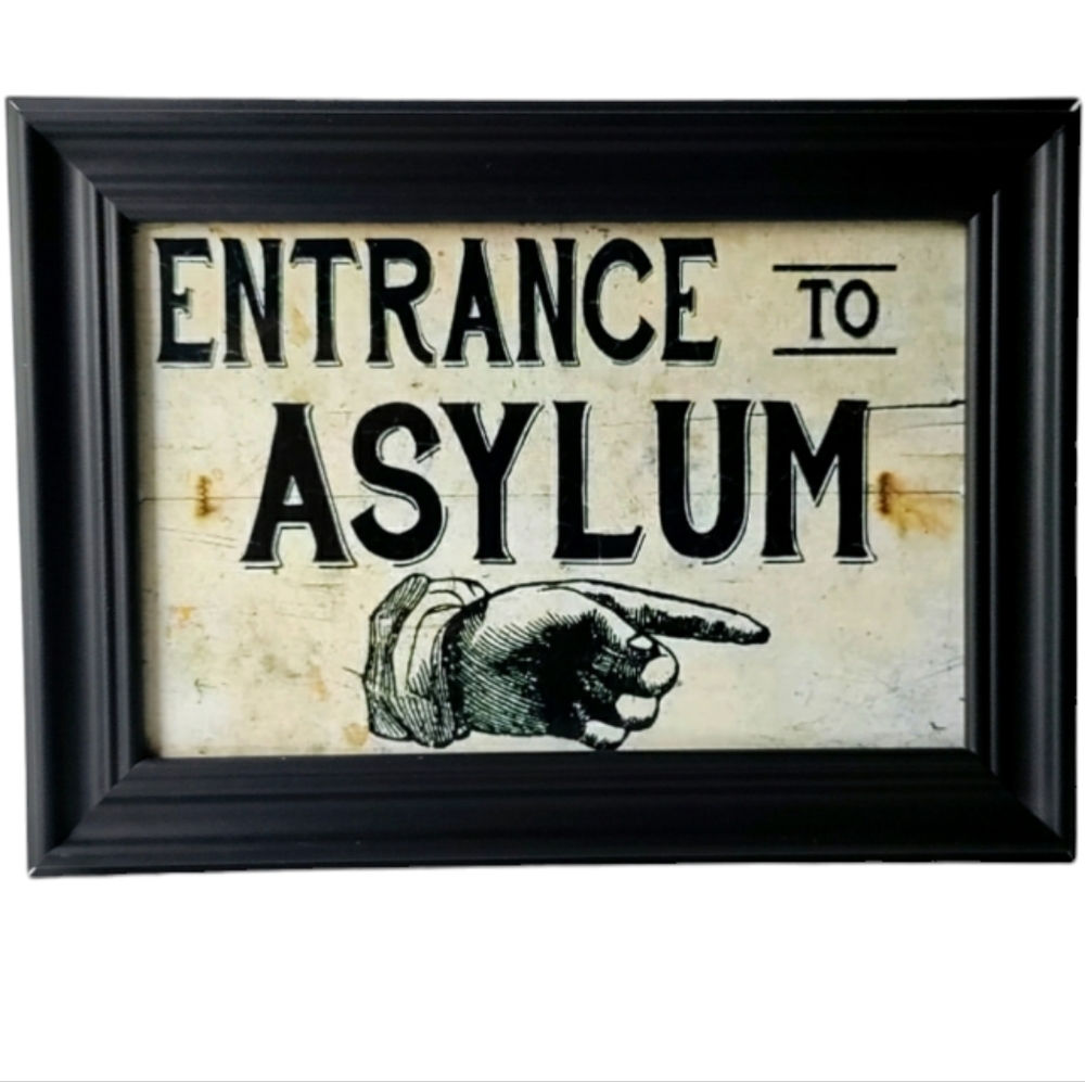 Insane Asylum Halloween Gothic Dark Memento Oddy Funny Sign Homd Deco Decor - Picture 2 of 4